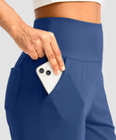 elastic waist bermuda shorts 9" in blue - pocket detail view
