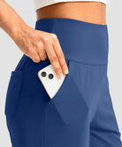 elastic waist bermuda shorts 9" in blue - pocket detail view