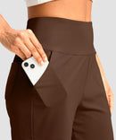 elastic waist bermuda shorts 9" in brown - pocket detail view