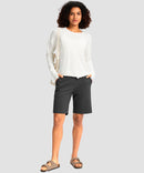 elastic waist bermuda shorts 9" in gray - on model view