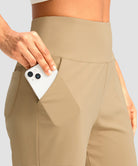 elastic waist bermuda shorts 9" in khaki - pocket detail view