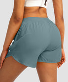 elastic waist lined running shorts 3" in arona blue - back view