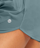 elastic waist lined running shorts 3" in arona blue - logo view