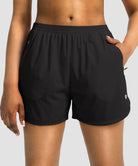elastic waist lined running shorts 3" in black - front view