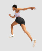 elastic waist lined running shorts 3" in black - on model back view