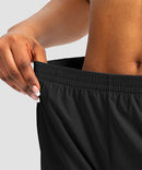 elastic waist lined running shorts 3" in black - waist view