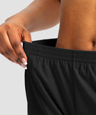 elastic waist lined running shorts 3" in black - waist view