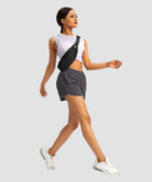elastic waist lined running shorts 3" in dark grey - on model view