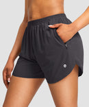 elastic waist lined running shorts 3" in dark grey - side view