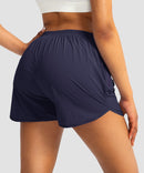 elastic waist lined running shorts 3" in navy - back view