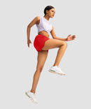 elastic waist lined running shorts 3" in navy - on model side view