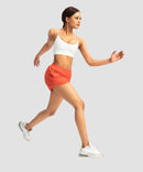 elastic waist lined running shorts 3" in orange - on model view