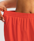 elastic waist lined running shorts 3" in orange - waist view