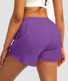 elastic waist lined running shorts 3" in purple - back view