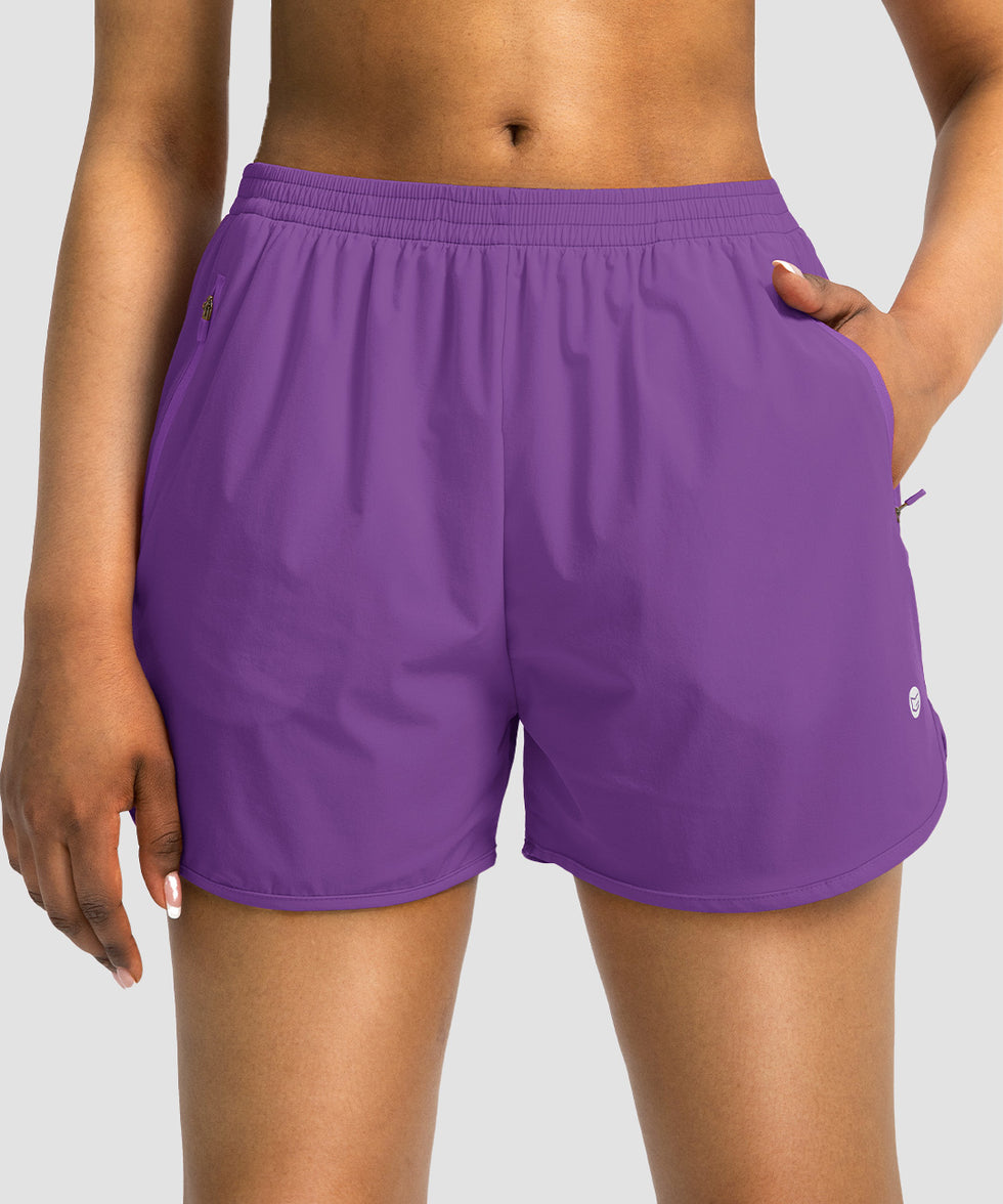 elastic waist lined running shorts 3" in purple - front view