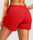 elastic waist lined running shorts 3" in red - back view