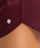 elastic waist lined running shorts 3" in wine - logo view