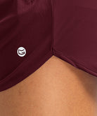 elastic waist lined running shorts 3" in wine - logo view