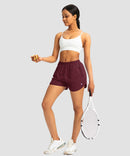 elastic waist lined running shorts 3" in wine - on model view