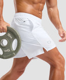 elastic waist split hem shorts 5'' in white - side view