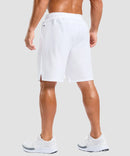 elastic waist split hem shorts 9'' in white - back view