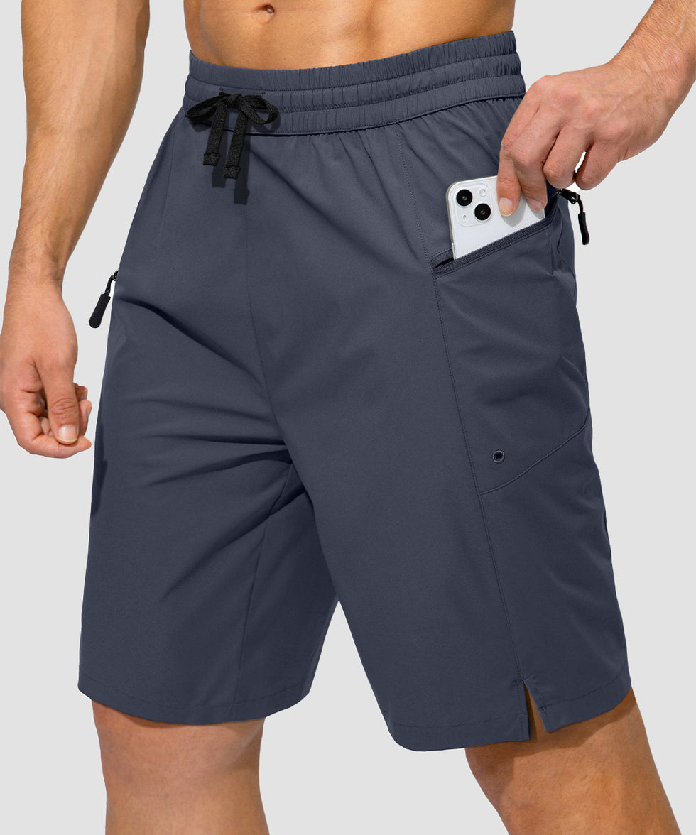 men's uv protection board shorts 9'' in dusty blue - side view