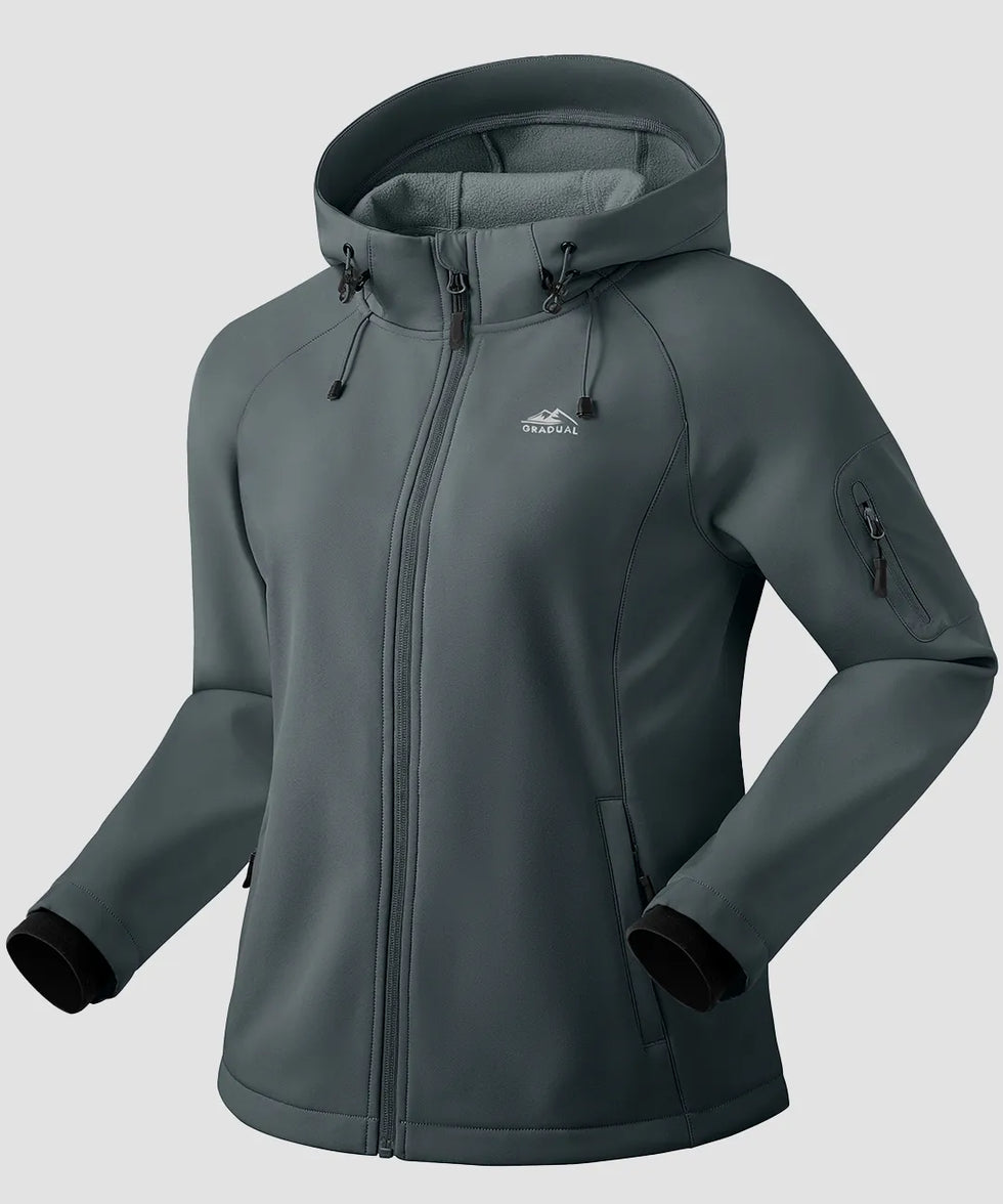 fleece-lined softshell jacket in dark gray