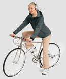fleece-lined softshell jacket in dark gray - on model view