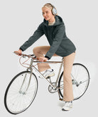 fleece-lined softshell jacket in dark gray - on model view