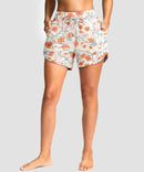 g-drykit™ high waisted pocket swim shorts in orange flower - on model front view