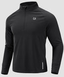 half zip pullover long sleeve in black - front view