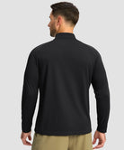 half zip pullover long sleeve in black - on model back view