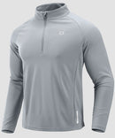 half zip pullover long sleeve in cloudy gray - front view