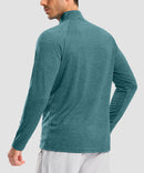 half zip pullover long sleeve in harbor blue - on model back view