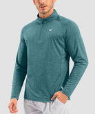 half zip pullover long sleeve in harbor blue - on model front view