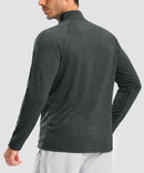 half zip pullover long sleeve in heather gray - back view
