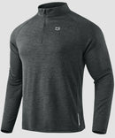 half zip pullover long sleeve in heather gray - front view