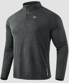 half zip pullover long sleeve in heather gray - front view