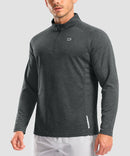 half zip pullover long sleeve in heather gray on model - front view