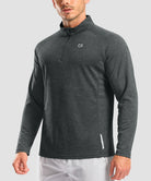 half zip pullover long sleeve in heather gray on model - front view