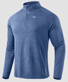 half zip pullover long sleeve in indigo blue - front view