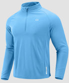 half zip pullover long sleeve in lake blue - front view