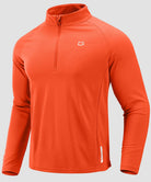 half zip pullover long sleeve in orange - front view