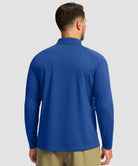 half zip pullover long sleeve in royal blue - back view