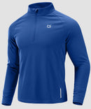 half zip pullover long sleeve in royal blue - front view