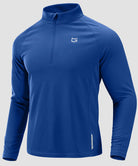 half zip pullover long sleeve in royal blue - front view