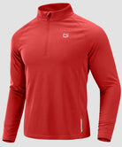 half zip pullover long sleeve in savannah red - front view