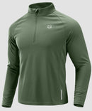 half zip pullover long sleeve in slate green - front view