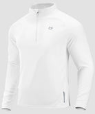half zip pullover long sleeve in white - front view