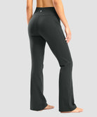 high waist flare leggings in dark gray - back view